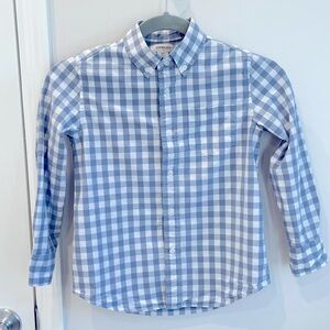 J. Crew CrewCuts Boys Sz 6-7 blue/gray & white gingham button down shirt